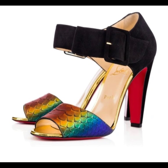 Size 9 Authentic Louboutin Heels with multicolor animal skin - Picture 2 of 2
